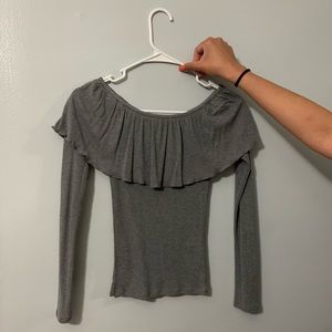 Grey off the shoulder shirt